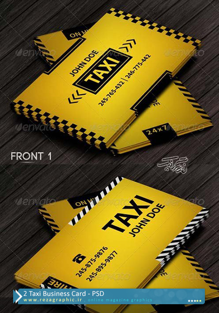 طرح لایه باز کارت ویزیت تاکسی ، آژانس با دو طرح | رضاگرافیک 